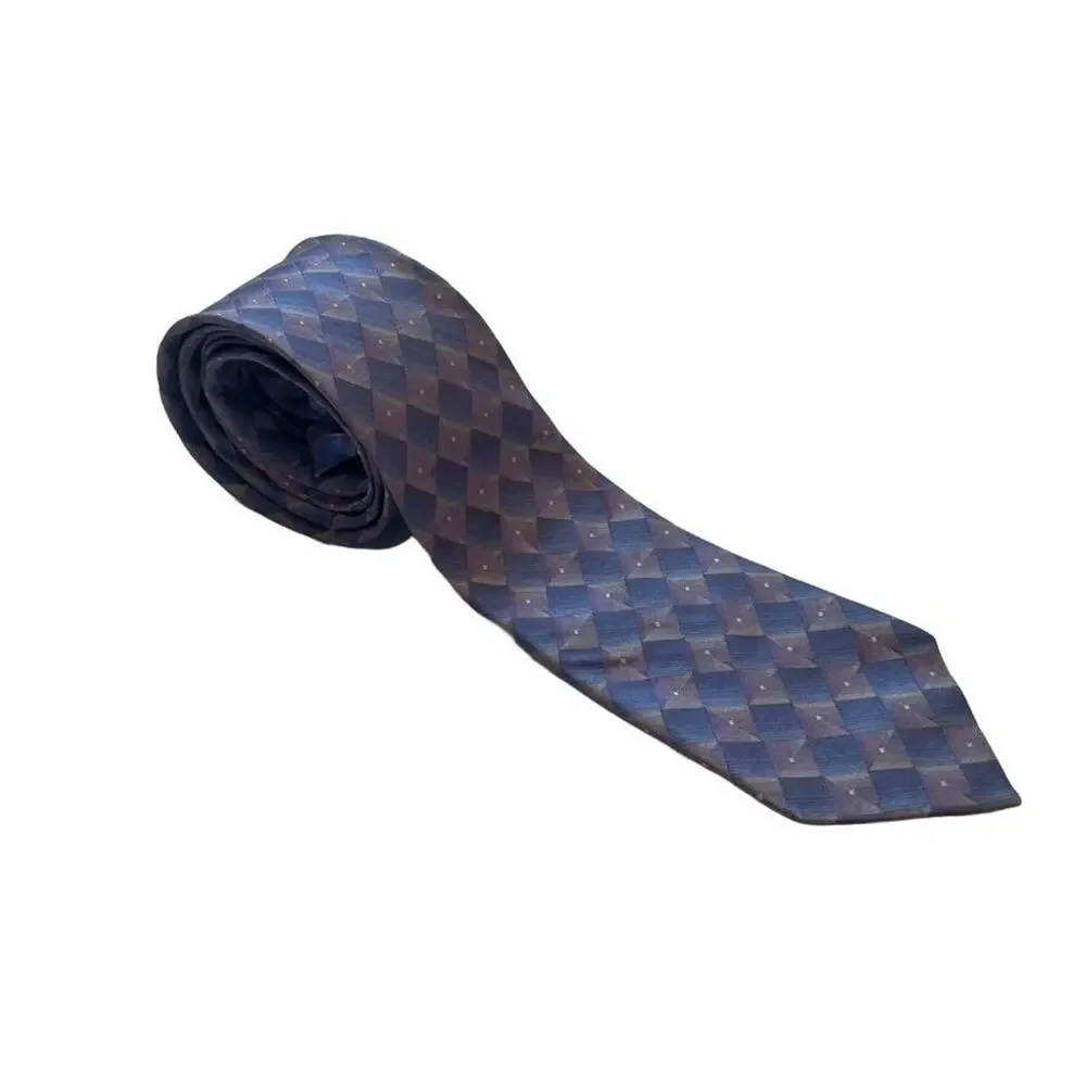 Arrow Blue, Gray, Purple Geometric Print Silk Tie, Career, 59